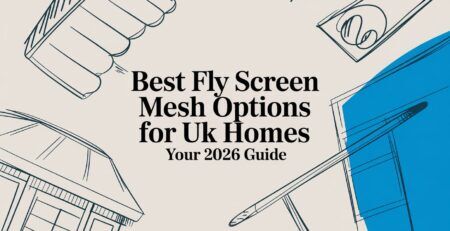 Illustrated title card: Best Fly Screen Mesh Options for UK Homes - Your 2026 Guide