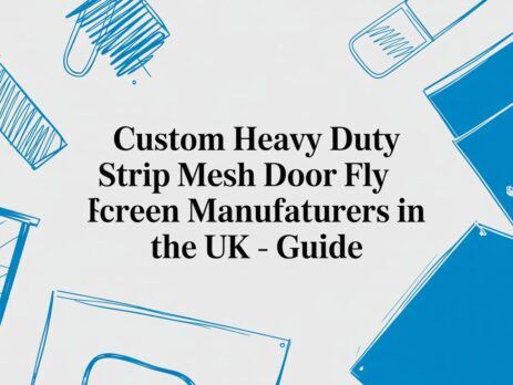 Illustrated title card: Custom Heavy Duty Strip Mesh Door Fly Screen Manufacturers in the UK - Guide