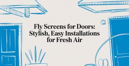 Illustrated title card: Fly Screens for Doors - Stylish, Easy Installations for Fresh Air