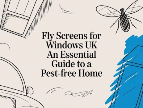 Illustrated title card: Fly Screens for Windows UK - An Essential Guide to a Pest-free Home