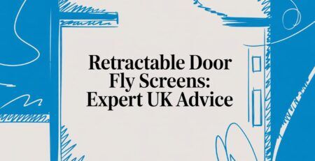 Illustrated title card: Retractable Door Fly Screens - Expert UK Advice