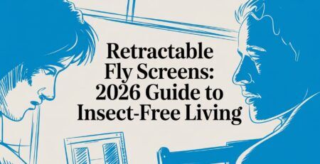 Illustrated title card: Retractable Fly Screens - 2026 Guide to Insect-Free Living