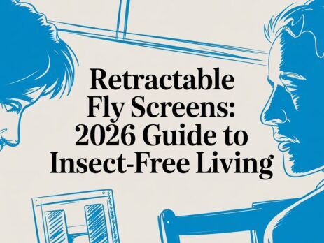 Illustrated title card: Retractable Fly Screens - 2026 Guide to Insect-Free Living