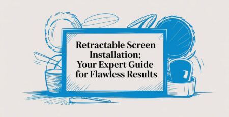 Illustrated title card: Retractable Screen Installation - Your Expert Guide for Flawless Results