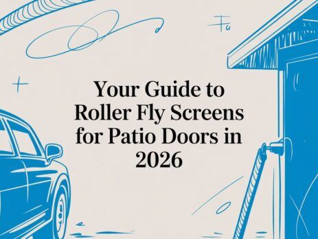 Illustrated title card: Your Guide to Roller Fly Screens for Patio Doors in 2026