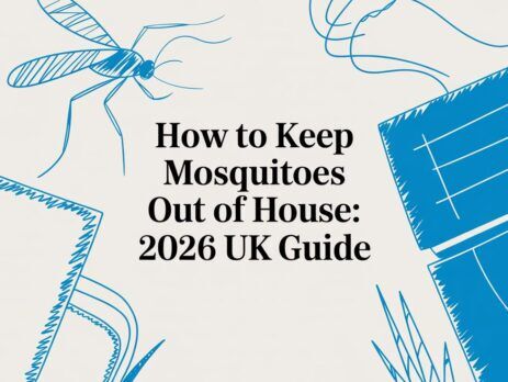 Illustrated title card: How to Keep Mosquitoes Out of House - 2026 UK Guide